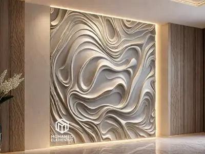 modern panel wall decor set wall relief mural CNC 133 3D model