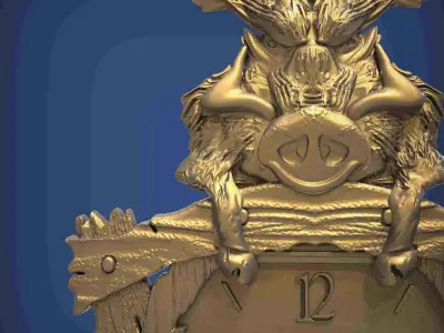 Carved clock for 3D printing and CNC 3D print model 7