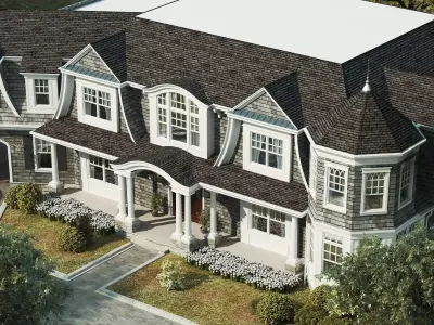 3D house model of a New England style luxury home Low-poly 3D model