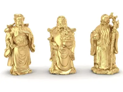 3D Model Feng Shui Fu Lu Shou God Statues 1103 3D print model
