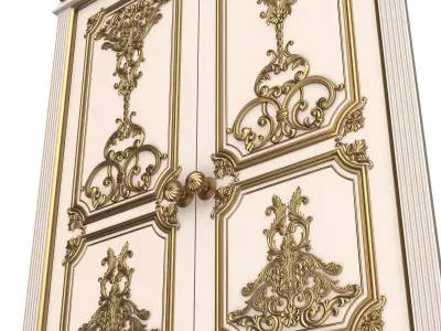 Carved Door Classic 0801 White Low-poly 3D model