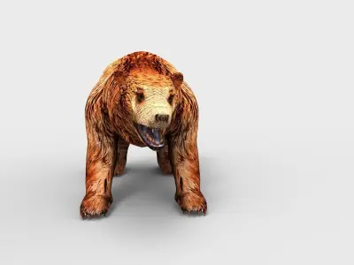 Red Bear Rigged 3D Models game Low-poly 3D model