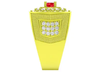 Luxury Hexagon Pave Gemstone Men Ring 3D Model 4111 3D print model