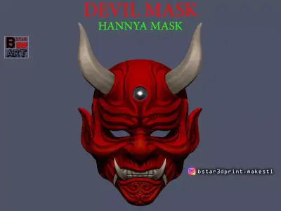 Devil Mask-Hannya Mask-Samurai Mask-Satan mask  for cosplay 3D print model
