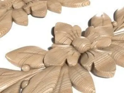 Cartouche-007 gold leaf wreath 3D model