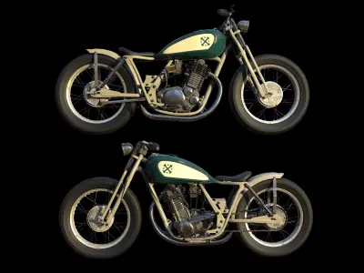 Motorcycle 3d model vintage Low-poly 3D model