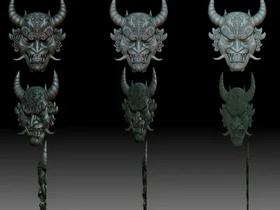Oni mask Japanese demon 3D print model