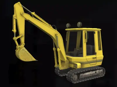 Mini Excavator Low-poly 3D model