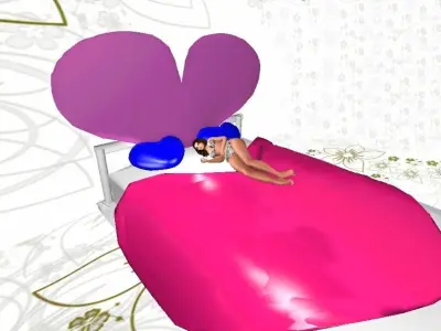 Luxury bed Heart Pink True Love Romantic Princess Low-poly 3D model