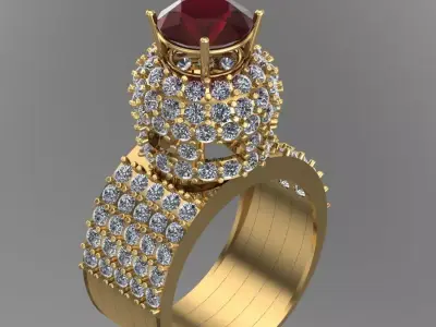 Majestic Queens Crown Ring 3D print model