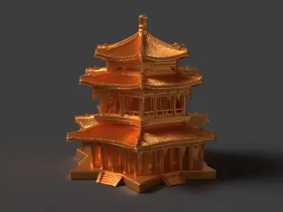 Chinese ancient tower  3D model 7