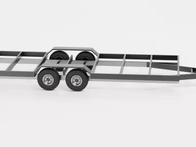 Steel Utility Trailer V2 - Black Low-poly 3D model