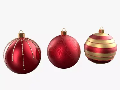 Christmas Tree Ornament Set2 - Red Yellow 3D model