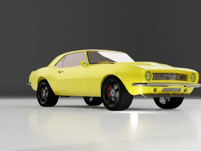 3d model of chevrolet camaro in yellow 3D model