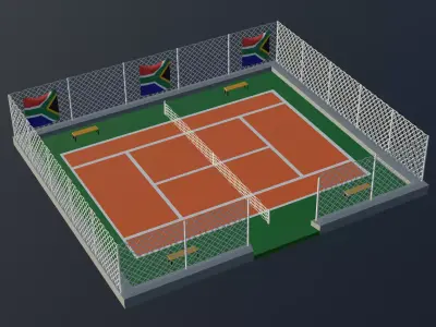 Tennis Court - South Africa Low-poly 3D model