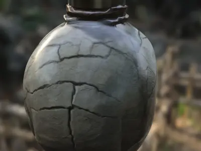 Side-Cracked Skull Flask 3D model