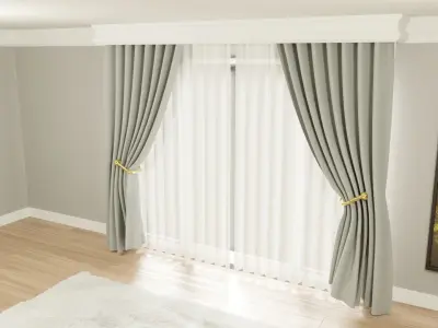 Curtains modern interior - model 2 - 3D model Free 3D model