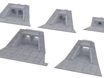 Road concrete culverts set Low-poly 3D model