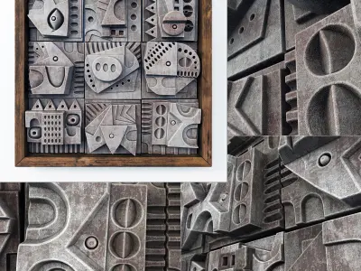 Panel decorative cube Hieroglyphs  n4 3D model