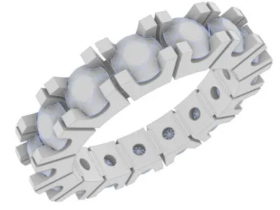 Eternity diamond ring 4 mm gems seT 3D print model