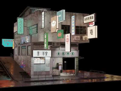 Traditional Hong Kong Verandah Building 3D model