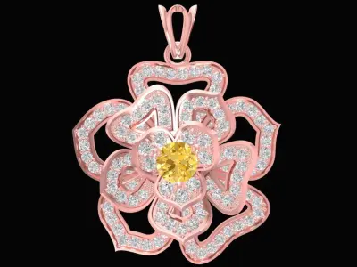 Luxury Flower Diamond Pendant Jewelry  2768 3D print model