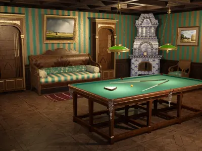 BILLIARD ROOM UNREAL ENGINE 4 Low-poly 3D model