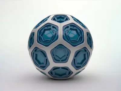 Truncated Icosahedron - Buckyball Low-poly 3D model