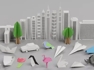Huge Paper Models Collection Low-poly 3D model
