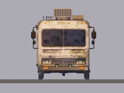 POST-APOCALYPTIC DERELICT RV Low-poly 3D model