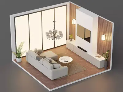 Room interior isometric 3D model