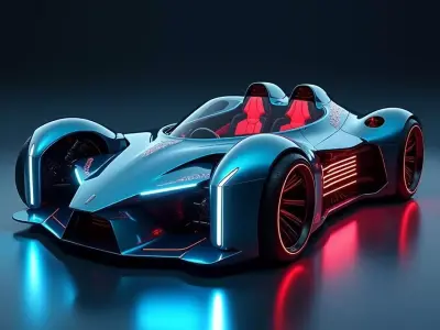 Cyberpunk Roadster 3D Model  Futuristic Neon Sports Car Low-poly 3D model