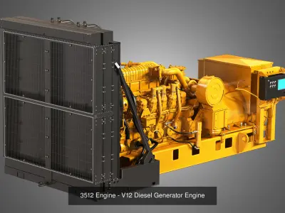 3512 - G3412 Engines - V12 Diesel Generators Engines 2 in 1 3D Model Collection