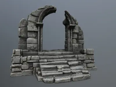 ruin gate Low-poly 3D model