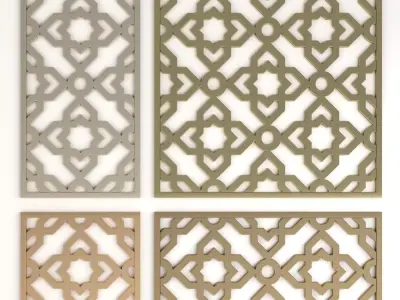 Arabic Islamic pattern decorative gold plaster 3D model