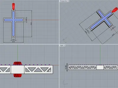 Cross with gems model 500 3D print model