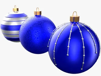 Christmas Tree Ornament Set2 - Blue White Low-poly 3D model