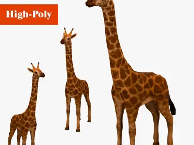 giraffe  rig  high-poly  textured 3D model