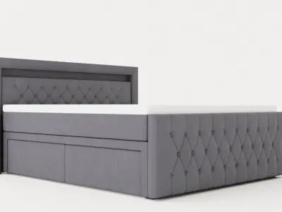 Complete Bed Package Dark Grey Low-poly 3D model