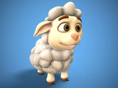 cartoon little sheep Low-poly 3D model