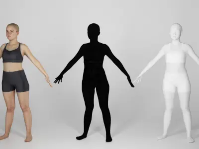 Sporty woman ready for rigging 147 Low-poly 3D model