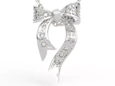 Elegant Diamond Bow Necklace 3D print model