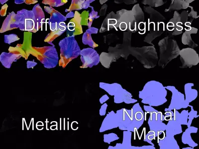 Vibrant Iris Flower model pack Low-poly 3D model