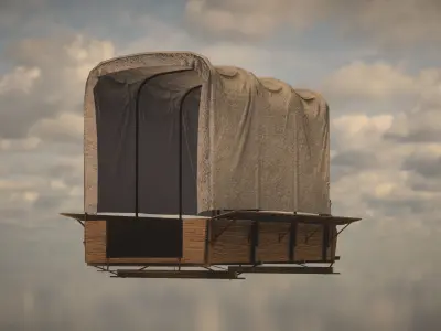 Western Wagon Low-poly 3D model