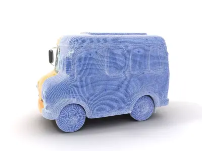 Cheerful Yellow Bus model pack Low-poly 3D model