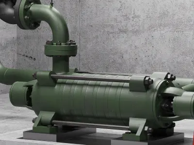 Industrial multi-section centrifugal pump 3D model