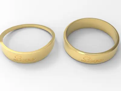 Love Couple Ring Gold 3D print model