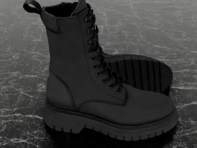 GREYDER 3D BOOTS - BLACK - HIGH Low-poly 3D model
