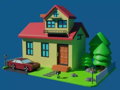 Cartoon House 3D model