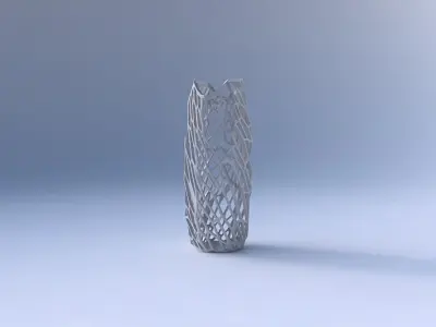 Vase double arc hexagon with faceted and twisted organic lattice 3D print model